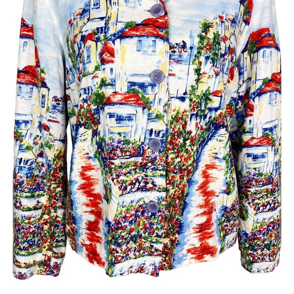 Coldwater Creek Jacket PL Large Petite Watercolor Blazer Linen Blend - Picture 4 of 9